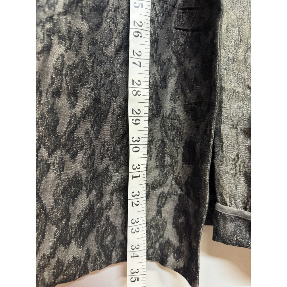 Eileen Fisher Metallic Jacquard Long Topper Coat Black Bronze Silk Cotton Blend - Picture 7 of 12